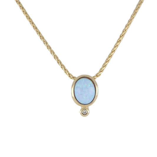 Blue Opal Diamond Pendant K5572-G6F3