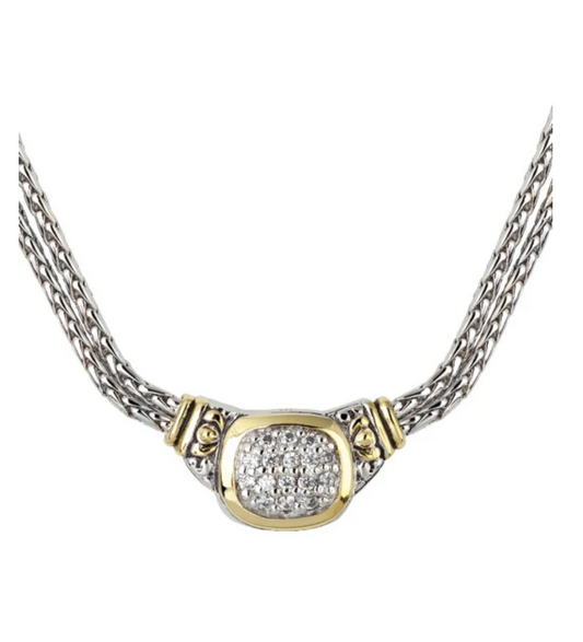 Nouveau CZ Double Strand Necklace N3899-AF03