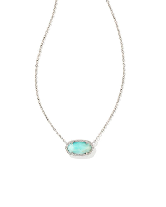 ELISA PENDANT NECKLACE RHODIUM LIGHT BLUE SMITHSONITE