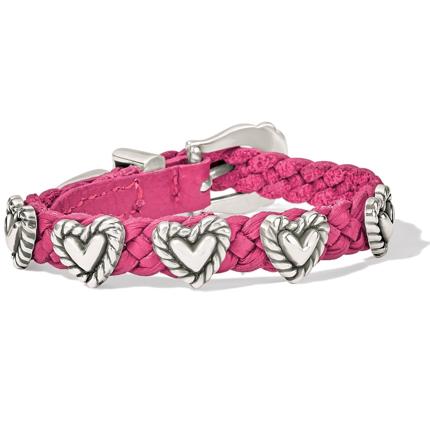 3/8 Pink Roped Heart Braided Bracelet - She Chester