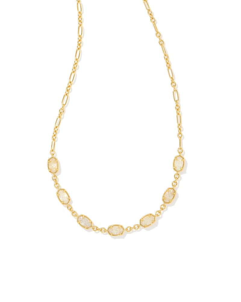 EMILIE STRAND NECKLACE GOLD IRIDESCENT DRUSY