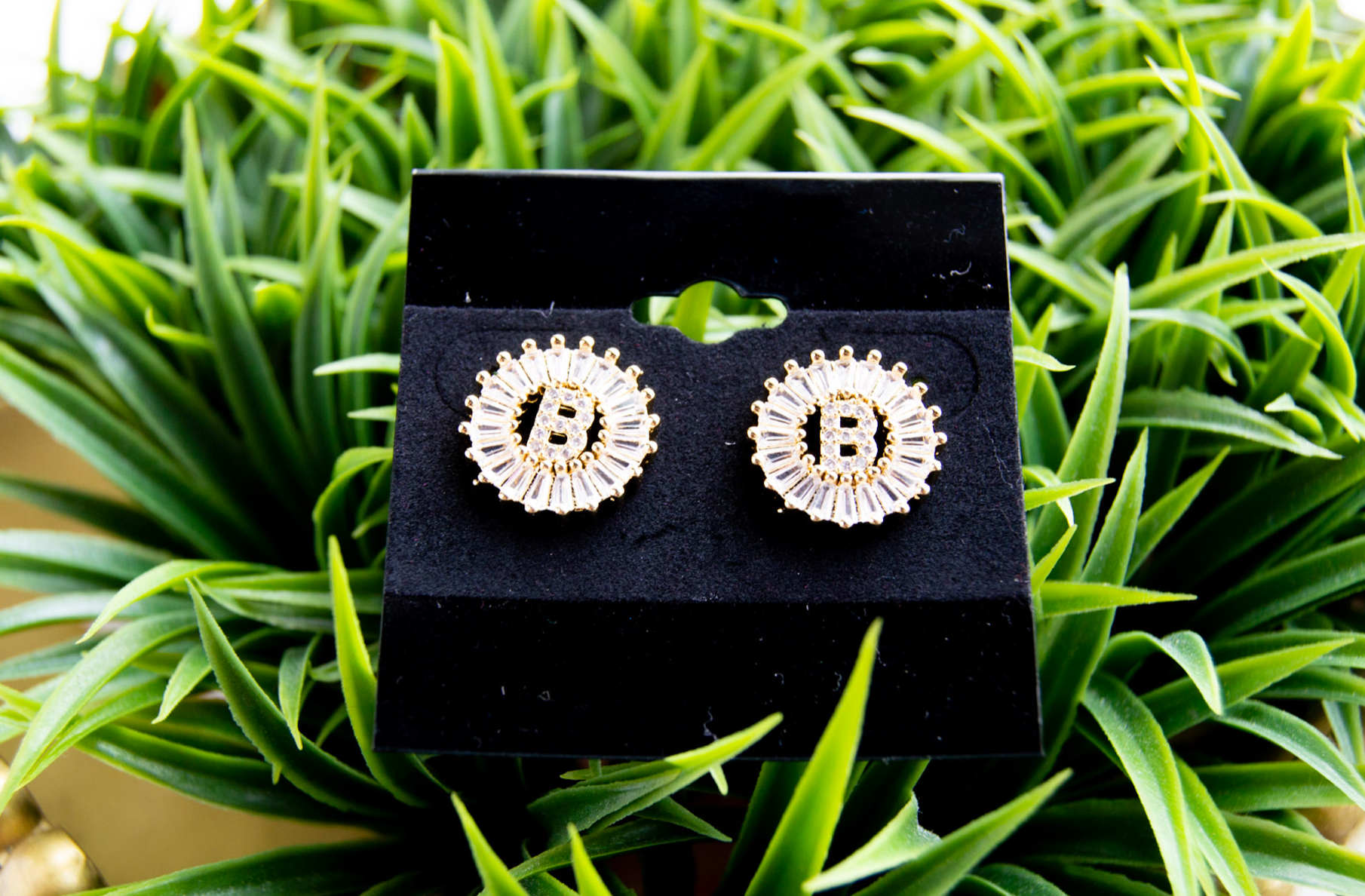 Rose gold initial earrings online