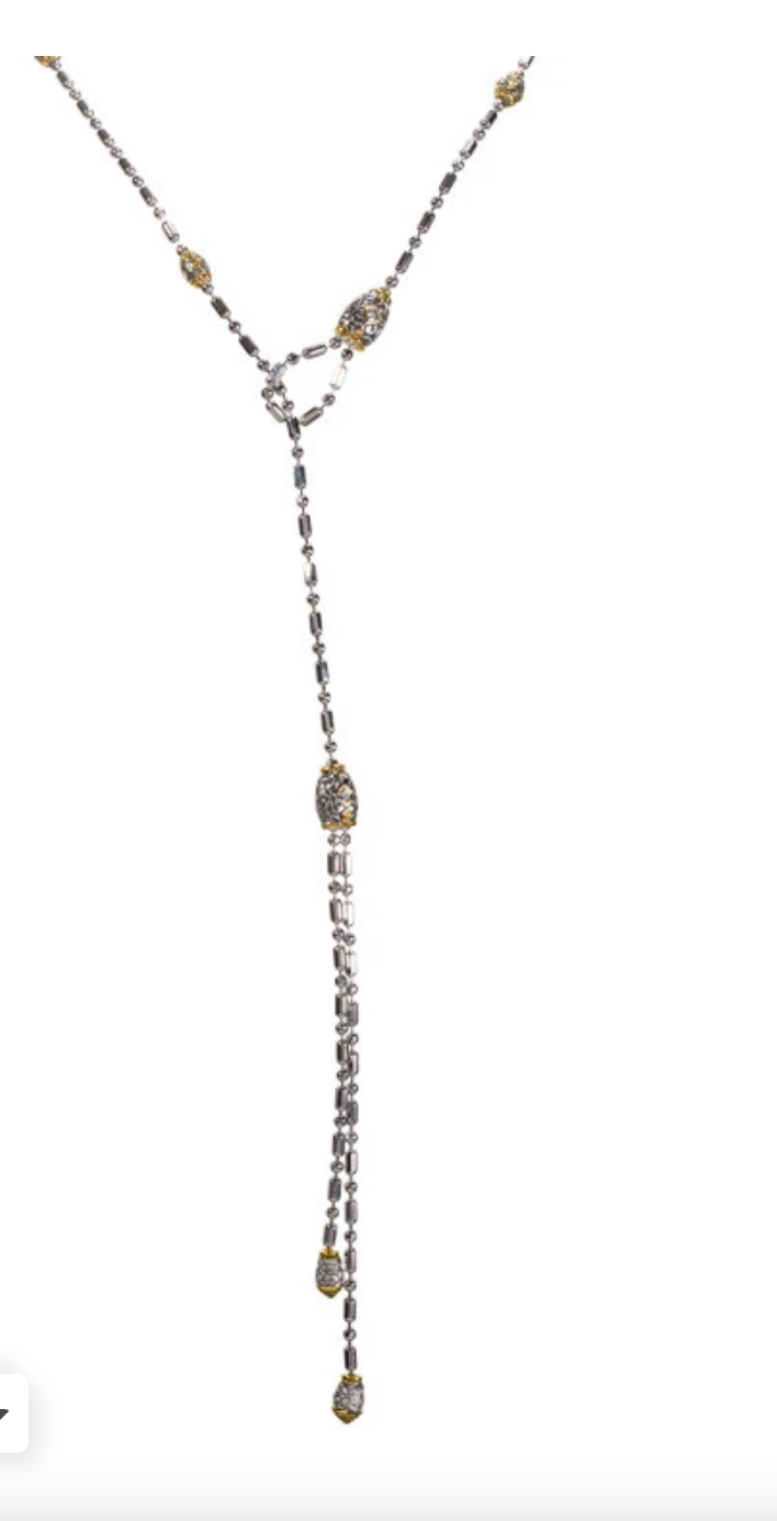 Beaded CZ Lariat Necklace N2724-AF00