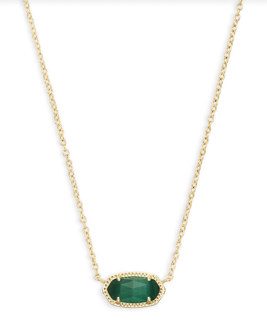 Elisa Necklace Gold Emerald Cats Eye