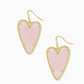 Ansley Heart Gold Drop Earrings In Rose Quartz