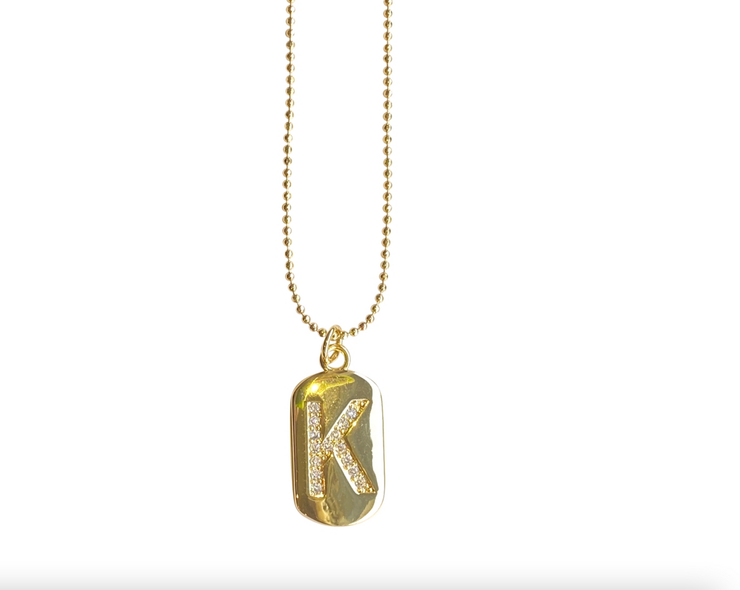 Gemelli Gold Dog Tag Initial Necklace