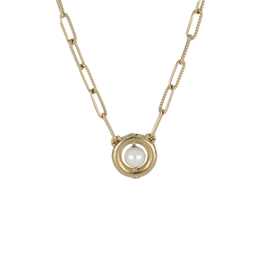 Diamante Pearl Gold Necklace N5596-GB03