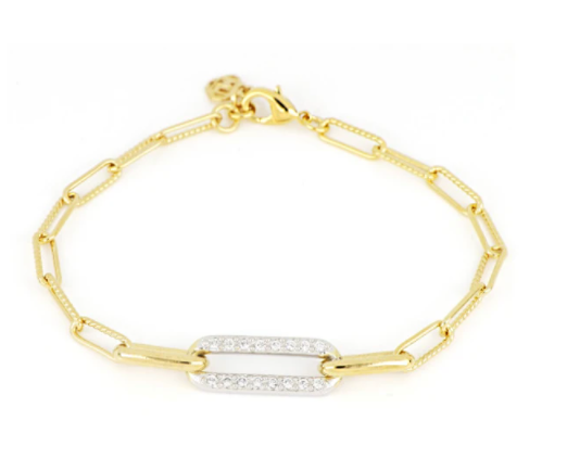 Diamante Large Pavé Link Bracelet Gold