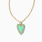 Beaded Ansley Gold Sea Green Chryscl Heart Necklace