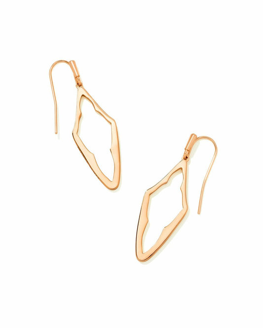 ELONGATED ABBIE OPEN FRAME EARRINGS ROSE GOLD METAL