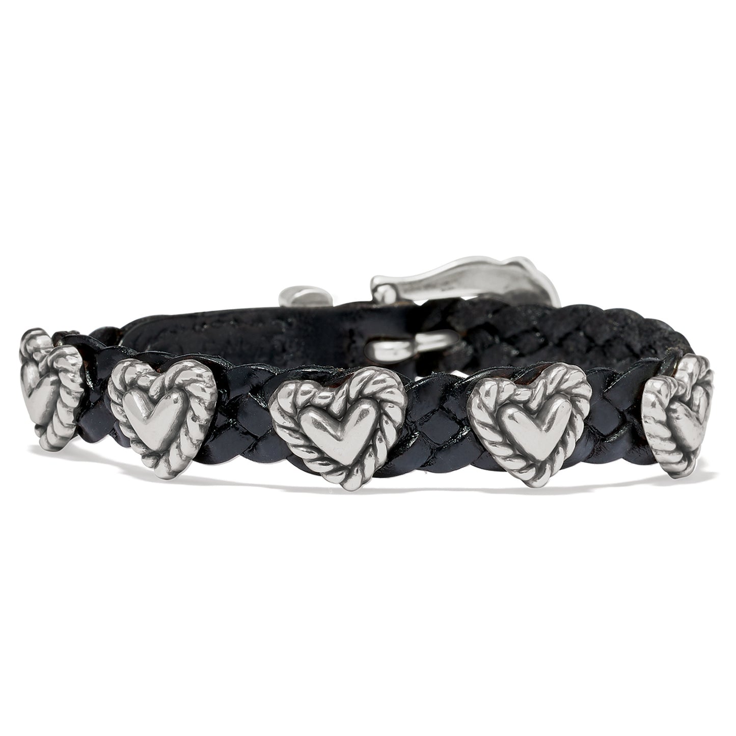 Black Roped Heart Braided Bracelet - 07475A