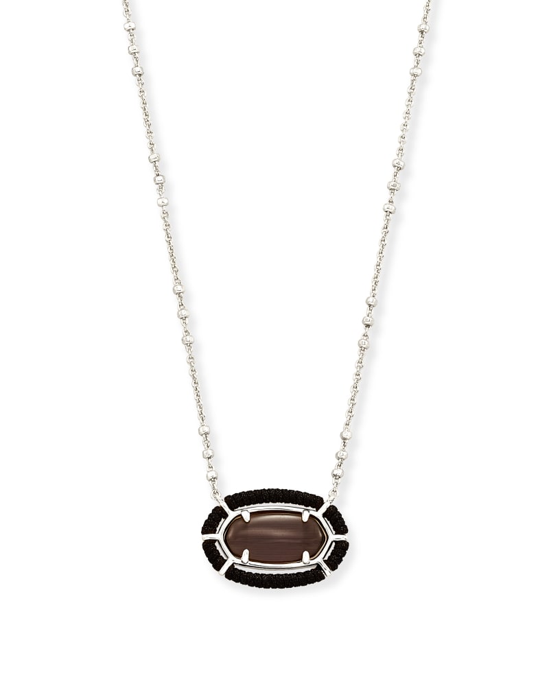 Threaded Elisa Necklace Rhodium Black Cats Eye