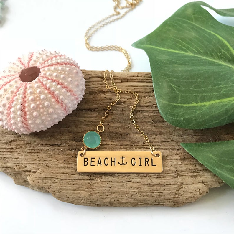 Gold Beach Girl Bar Necklace
