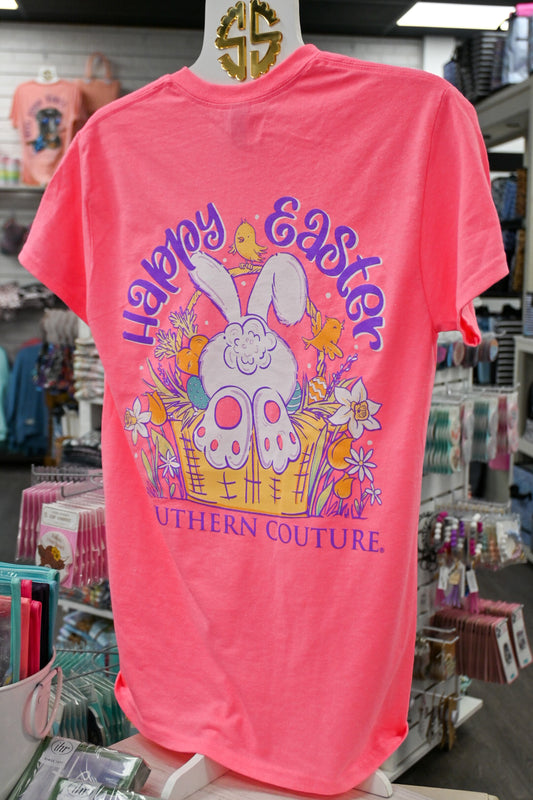 Happy Easter Neon Pink Tee -