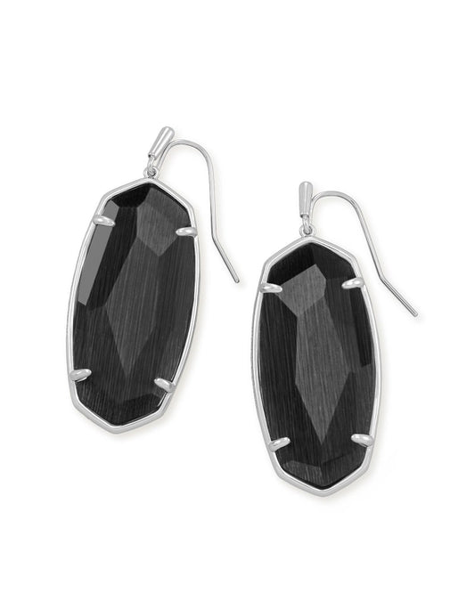 Faceted Elle Drop Earrings Gold Black Pyrite