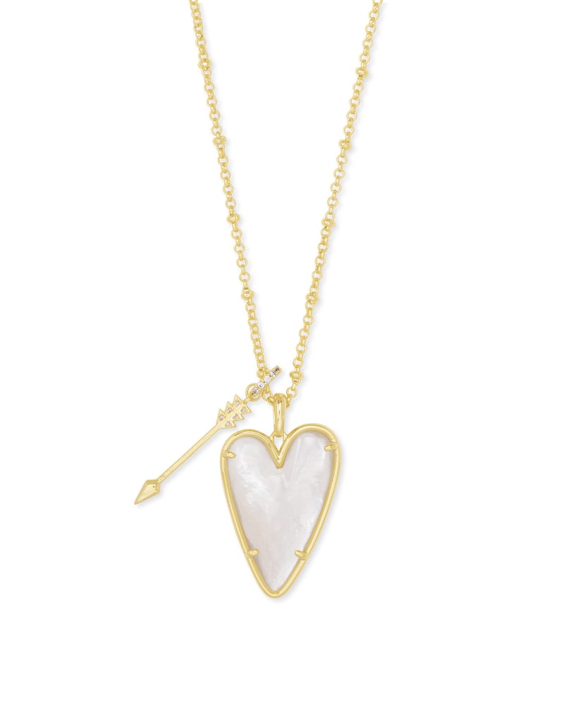 GLD/MOP Ansley Heart Pendant Necklace