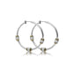 Beaded Pave Triple Bead Hoop Earrings
