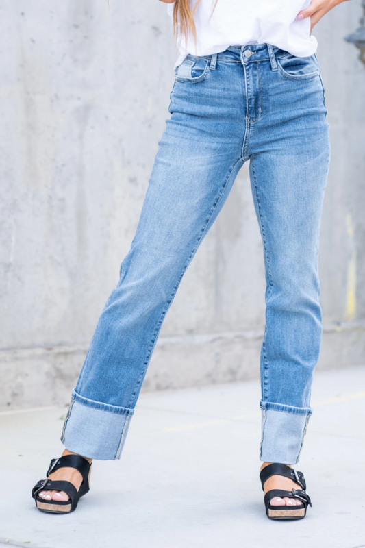 Hi Rise Straight Leg Wide Cuff -