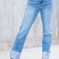 Hi Rise Straight Leg Wide Cuff Jeans -