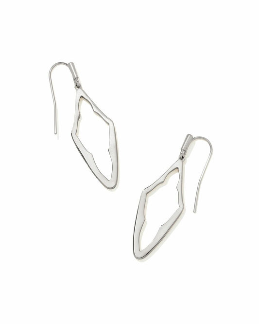 ELONGATED ABBIE OPEN FRAME EARRINGS RHODIUM METAL