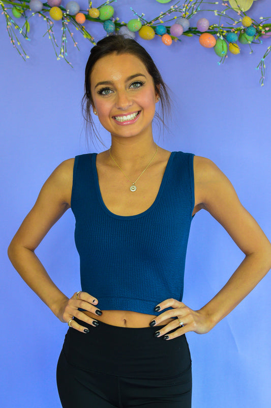 Plunge V Crop Tank Top - 7 Colors Available