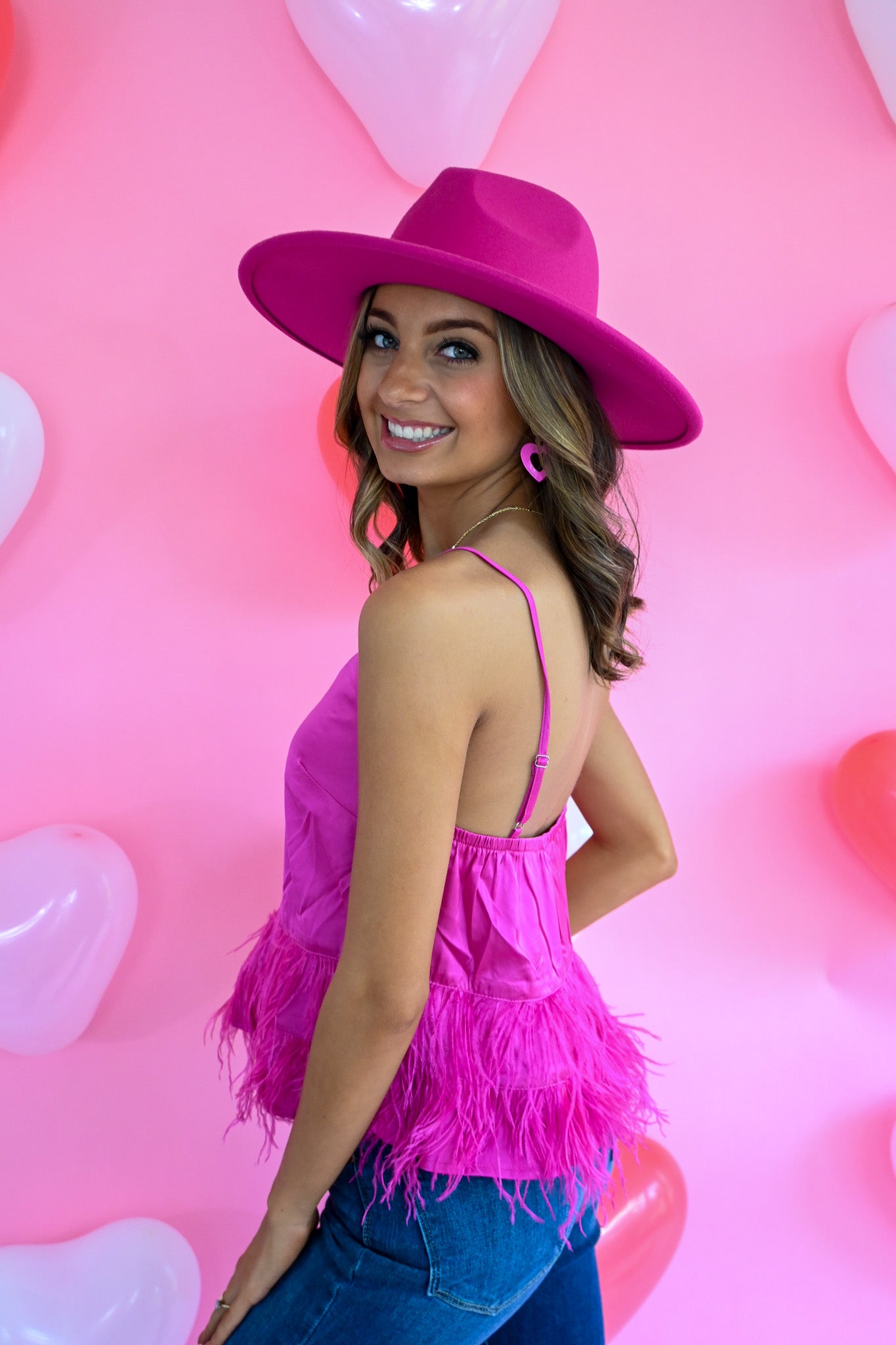 Cloe Hot Pink Feather Tank -