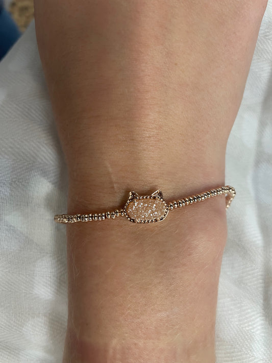 Elisa Cat Stretch Bracelet RSG Sand Drusy