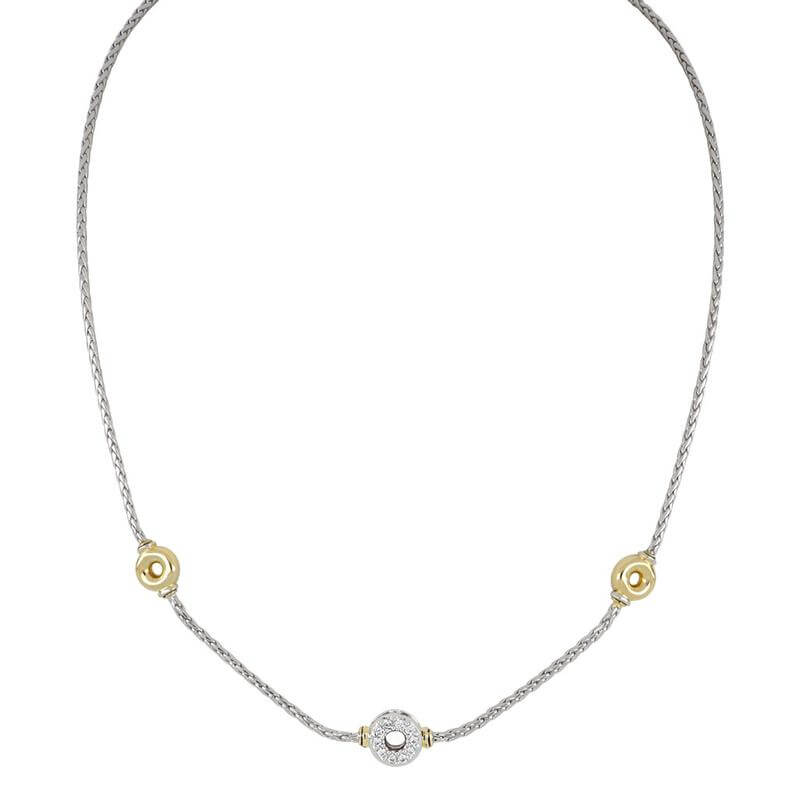 CICLO D'AMOR PETITE PAVÉ & GOLD 3 STATION NECKLACE