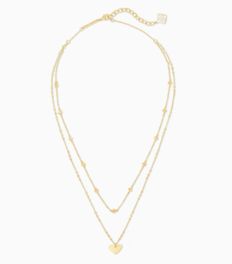 Ari Heart Multi Strand Necklace In Gold