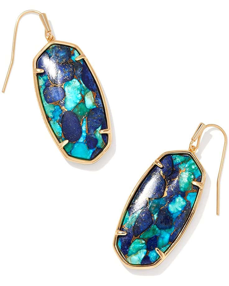 ELISA PENDANT NECKLACE GOLD BRONZE VEINED LAPIS TURQUOISE MAGNESITE