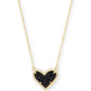 Ari Heart Gold Pendant Necklace In Black Drusy