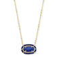 Threaded Elisa Necklace Rhodium Navy Dusted Glass