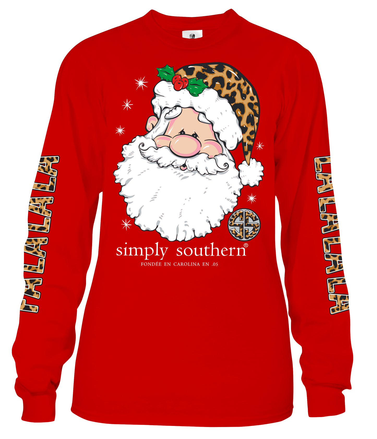 Cheetah Santa Hat SS Long Sleeve - Final Sale