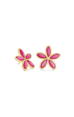 Kyla Flower Stud Earring Gold Raspberry MOP