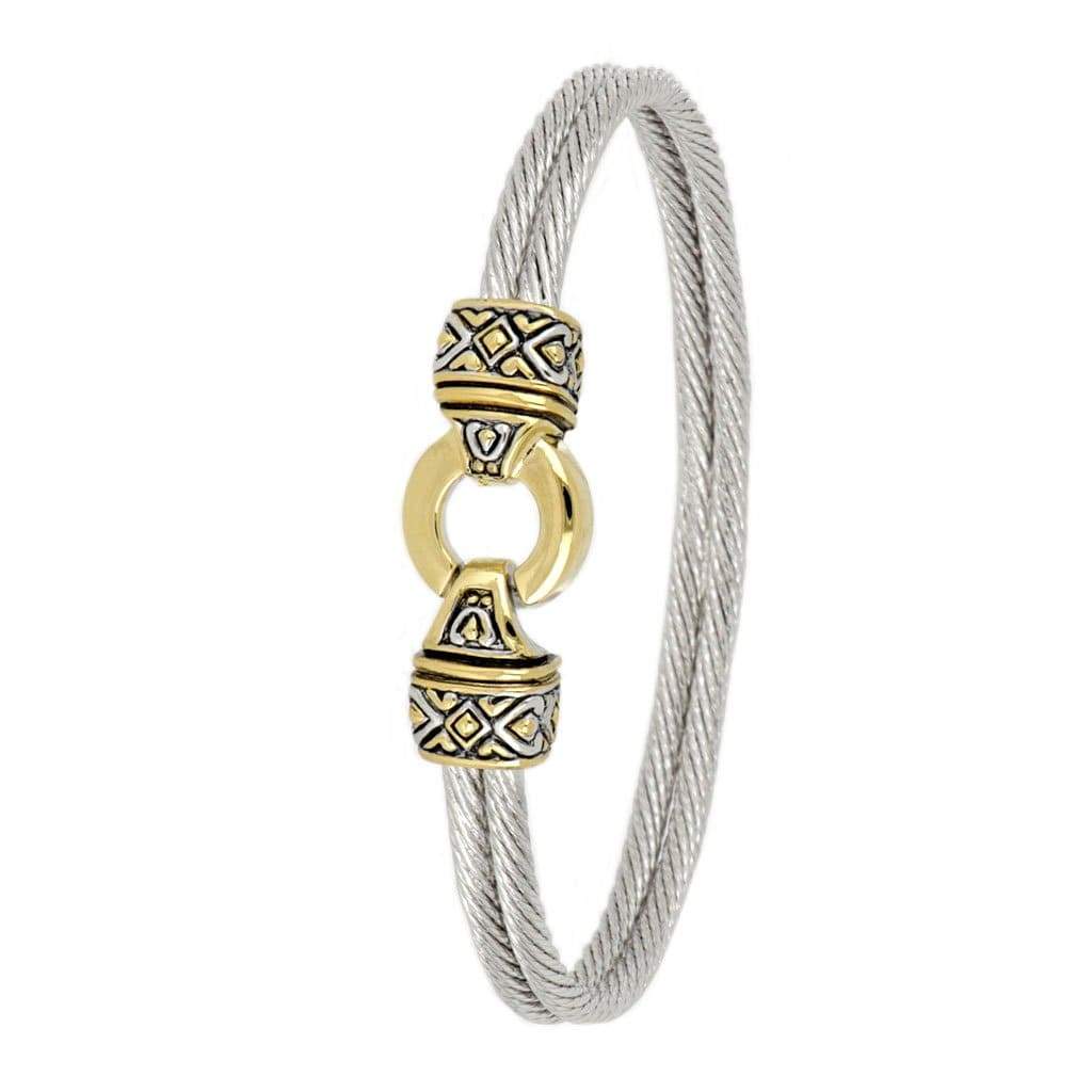 Antiqua Gold Circle Double Wire Bracelet - She Chester