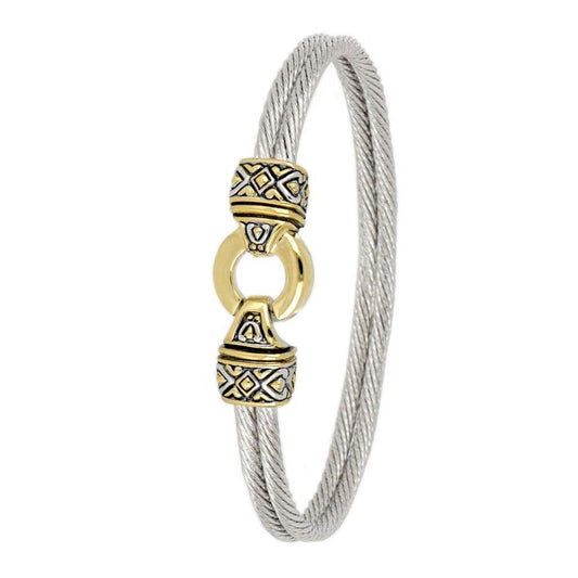 Antiqua Gold Circle Double Wire Bracelet - She Chester