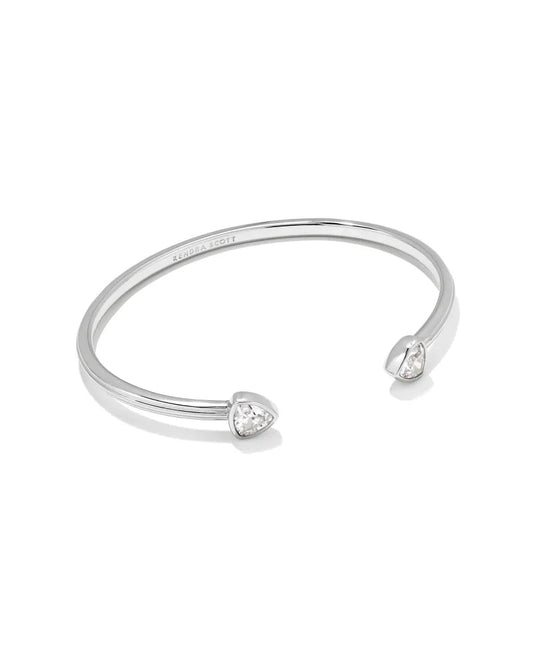 Arden Cuff Bracelet Rhodium White Crystal - She Chester