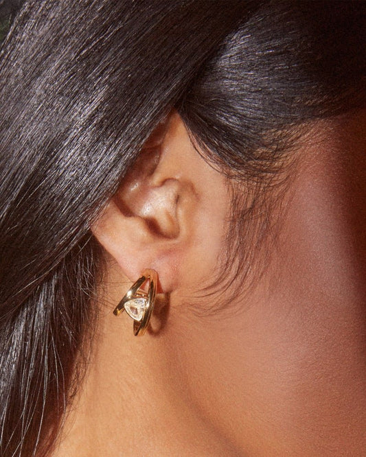 Arden Huggie Ear Gold Crystal - She Chester