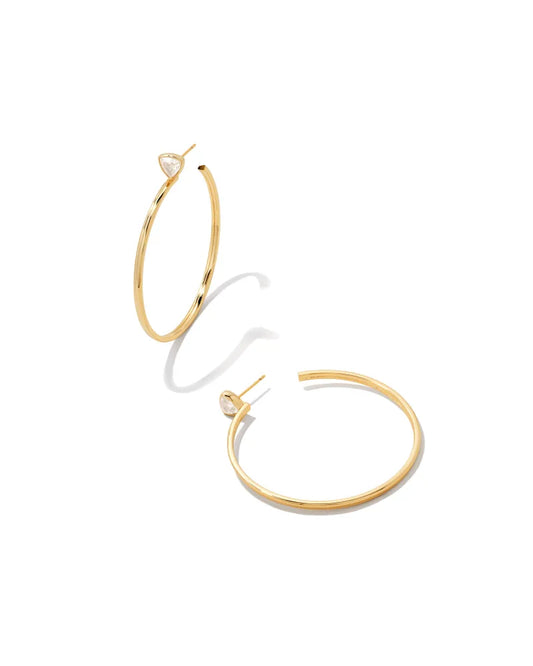 Arden Hoop Earring Gold White Crystal