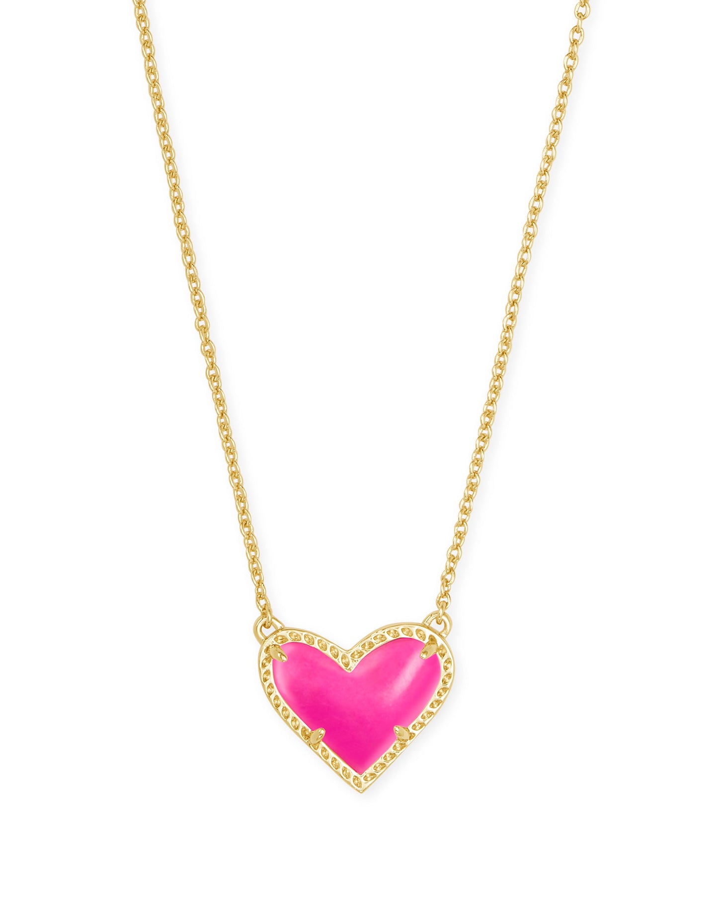 Ari Heart Gold Pendant Necklace In Magenta Magnesite - She Chester