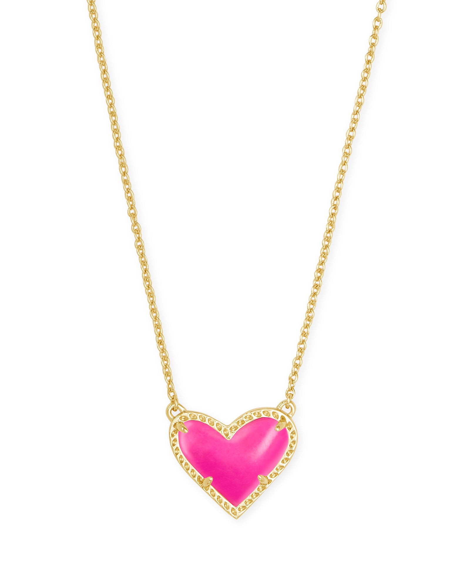 Ari Heart Gold Pendant Necklace In Magenta Magnesite - She Chester