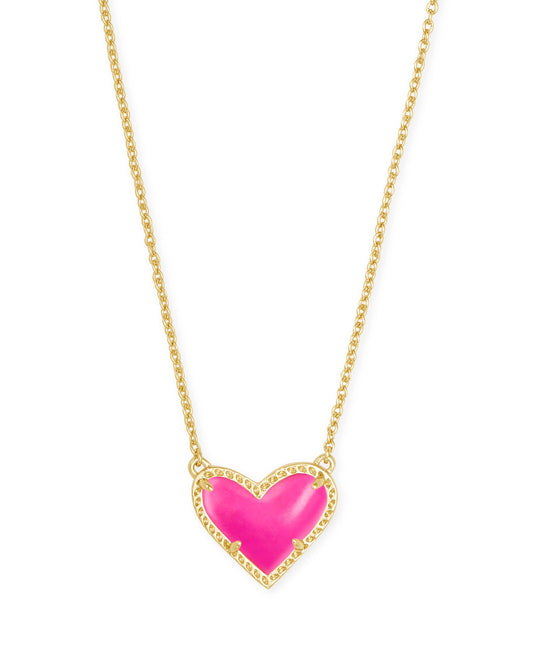Ari Heart Gold Pendant Necklace In Magenta Magnesite - She Chester