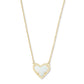Ari Heart Gold Pendant Necklace In White Kyocera Opal - She Chester
