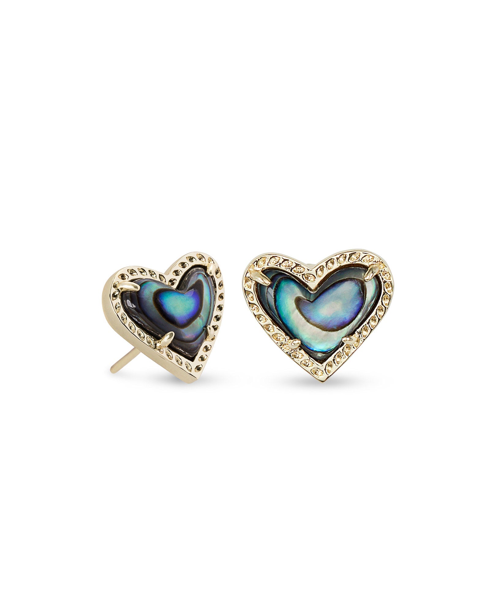 Ari Heart Gold Stud Earrings In Abalone Shell - She Chester