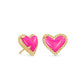 Ari Heart Gold Stud Earrings In Magenta Magnesite - She Chester
