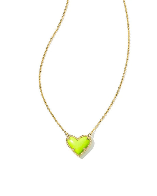 Ari Heart Necklace Gold Neon Yellow - She Chester