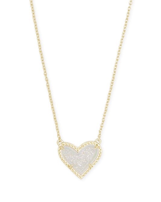 Ari Heart Pendant Necklace Gold Iridescent Drusy - She Chester