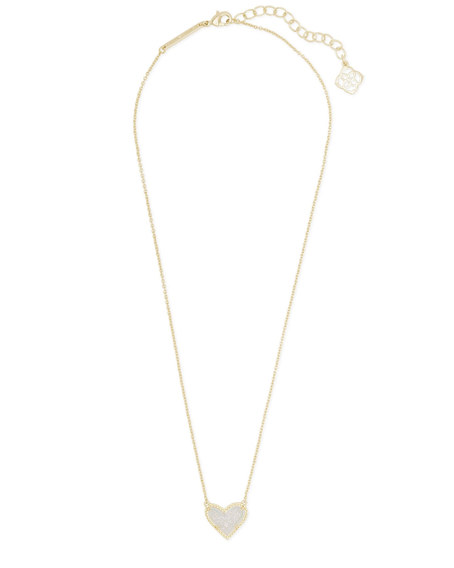 Ari Heart Pendant Necklace Gold Iridescent Drusy - She Chester