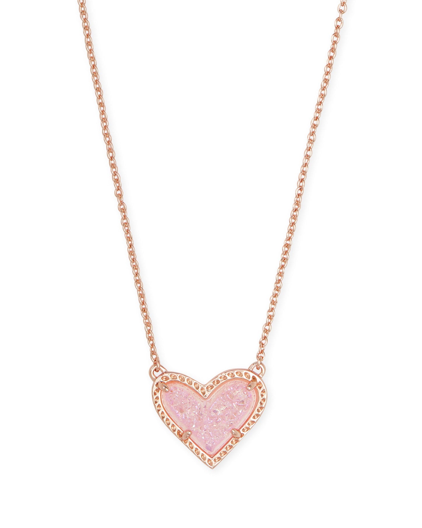 Ari Heart Pink Drusy Gold Heart Necklace - She Chester