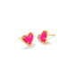 Ari Heart Stud Earrings Gold Neon Pink - She Chester